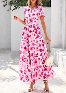 Foto 4 | Foto 4 | Vestido Largo Prettygarden Para Mujer, Estampado Floral, Cuello En V, Corte A - Venta Internacional.
