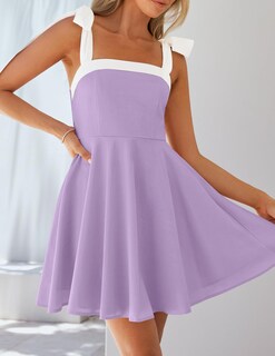 Foto 2 | Foto 2 | Vestido Zesica Para Mujer, Estilo Bohemio, Verano 2025, Cuello Cuadrado, Morado - Venta Internacional.