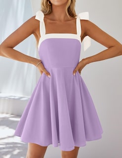 Foto 6 | Foto 6 | Vestido Zesica Para Mujer, Estilo Bohemio, Verano 2025, Cuello Cuadrado, Morado - Venta Internacional.