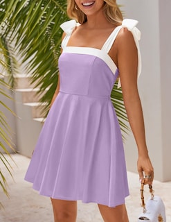 Foto 7 | Foto 7 | Vestido Zesica Para Mujer, Estilo Bohemio, Verano 2025, Cuello Cuadrado, Morado - Venta Internacional.