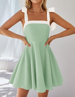 Foto 6 | Foto 6 | Vestido Zesica Para Mujer, Verano 2025, Estilo Bohemio, Cuello Cuadrado, Verde Claro - Venta Internacional.