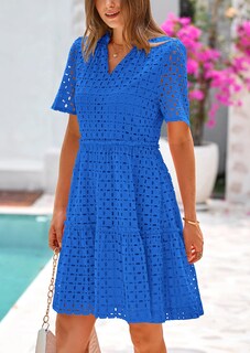 Foto 4 | Foto 4 | Vestido Prettygarden Para Mujer, Manga Corta, Cuello En V, Azul, Talla M - Venta Internacional.