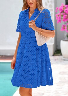 Foto 7 | Foto 7 | Vestido Prettygarden Para Mujer, Manga Corta, Cuello En V, Azul, Talla M - Venta Internacional.