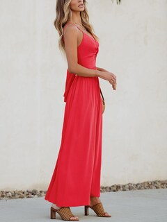 Foto 2 | Foto 2 | Vestido Largo Cupshe Con Cuello En V Retorcido Sin Mangas Y Recorte Rojo Xs - Venta Internacional.