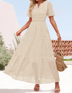 Foto 6 | Foto 6 | Vestido Largo Zesica 2025 De Verano Con Manga Corta Y Cuello En V Para Mujer - Venta Internacional.