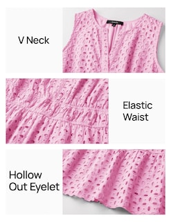 Foto 5 | Foto 5 | Vestido De Verano Zesica Sin Mangas Con Cuello En V Y Ojales, Rosa - Venta Internacional.