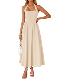 Foto 1 | Foto 1 | Vestido Zesica Vestido Midi Halter Sin Mangas De Verano Color Albaricoque - Venta Internacional.