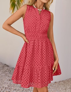 Foto 6 | Foto 6 | Vestido De Verano Zesica Sin Mangas Con Cuello En V Y Ojales, Sandía - Venta Internacional.