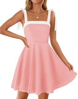 Foto 1 | Foto 1 | Vestido Zesica 2025, Estilo Bohemio, Cuello Cuadrado, Color Rosa, Talla L - Venta Internacional.