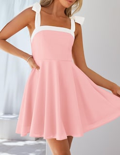 Foto 2 | Foto 2 | Vestido Zesica 2025, Estilo Bohemio, Cuello Cuadrado, Color Rosa, Talla L - Venta Internacional.