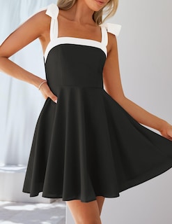 Foto 2 | Foto 2 | Vestido Zesica Para Mujer, Estilo Bohemio, Verano 2025, Cuello Cuadrado, Negro - Venta Internacional.