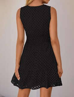 Foto 4 | Foto 4 | Vestido De Verano Zesica Sin Mangas Con Cuello En V Y Ojales, Negro - Venta Internacional.