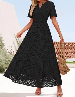 Foto 6 | Foto 6 | Vestido Largo Zesica 2025 De Verano Con Manga Corta Y Cuello En V Para Mujer - Venta Internacional.