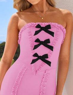 Foto 5 | Foto 5 | Vestido Largo Zesica Summer Con Hombros Descubiertos Sin Mangas Rosa - Venta Internacional.
