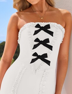 Foto 5 | Foto 5 | Vestido Largo Zesica Summer Con Hombros Descubiertos Sin Mangas Blanco - Venta Internacional.