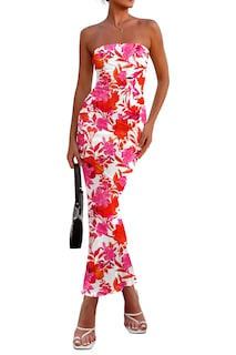Foto 1 | Foto 1 | Vestido Largo Prettygarden Para Mujer 2025 Con Estampado Floral Acanalado - Venta Internacional.