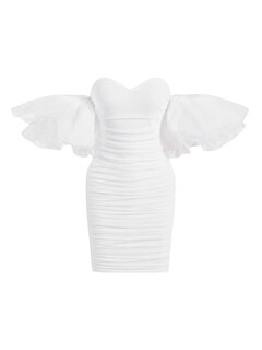 Foto 1 | Foto 1 | Vestido Wdirara Con Hombros Descubiertos, Malla Fruncida, Color Blanco, Talla Xs, Para Mujer - Venta Internacional.