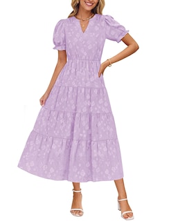 Foto 1 | Foto 1 | Vestido Zesica Para Mujer, Verano 2025, Manga Corta, Manga Corta, Color Morado - Venta Internacional.
