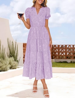 Foto 4 | Foto 4 | Vestido Zesica Para Mujer, Verano 2025, Manga Corta, Manga Corta, Color Morado - Venta Internacional.