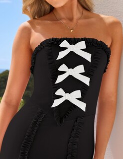 Foto 5 | Foto 5 | Vestido Largo Zesica Summer Con Hombros Descubiertos, Sin Mangas, Negro - Venta Internacional.