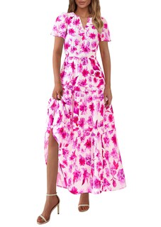 Foto 1 | Foto 1 | Vestido Largo Prettygarden Para Mujer Con Estampado Floral Bohemio De Verano - Venta Internacional.