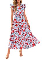 Vestido Midi Prettygarden Para Mujer Con Cuello En V Con Estampado Floral De Verano 2025 - Venta Internacional.
