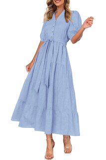 Foto 5 | Foto 5 | Vestido Midi Prettygarden Para Mujer, Verano 2025, Cuello En V Con Bolsillos - Venta Internacional.