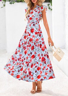 Foto 4 | Foto 4 | Vestido Midi Prettygarden Para Mujer Con Cuello En V Con Estampado Floral De Verano 2025 - Venta Internacional.
