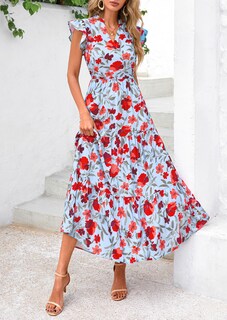 Foto 7 | Foto 7 | Vestido Midi Prettygarden Para Mujer Con Cuello En V Con Estampado Floral De Verano 2025 - Venta Internacional.