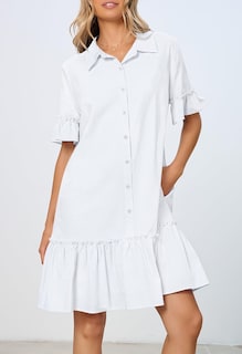 Foto 3 | Foto 3 | Vestido Camisero Merokeety De Verano Con Botones Y Volantes Blancos Para Mujer - Venta Internacional.