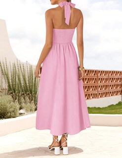 Foto 3 | Foto 3 | Vestido Zesica Sin Mangas Halter Midi 2025 Rosa Talla L - Venta Internacional.
