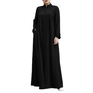 Foto 1 | Foto 1 | Vestido Abaya Para Mujer Musulmana, Manga Larga, Cierre Frontal, Negro - Venta Internacional.