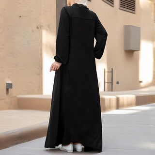 Foto 2 | Foto 2 | Vestido Abaya Para Mujer Musulmana, Manga Larga, Cierre Frontal, Negro - Venta Internacional.