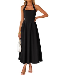 Foto 1 | Foto 1 | Vestido Zesica De Verano Sin Mangas, Halter, Midi, Negro, Para Mujer - Venta Internacional.
