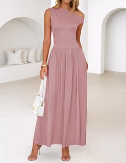 Foto 3 | Foto 3 | Vestido Largo Zesica Summer 2025 Con Un Solo Hombro, Casual, Rosa - Venta Internacional.