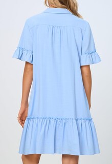 Foto 4 | Foto 4 | Vestido Camisero Merokeety De Verano Con Botones Y Volantes Azules Para Mujer - Venta Internacional.