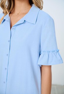 Foto 5 | Foto 5 | Vestido Camisero Merokeety De Verano Con Botones Y Volantes Azules Para Mujer - Venta Internacional.