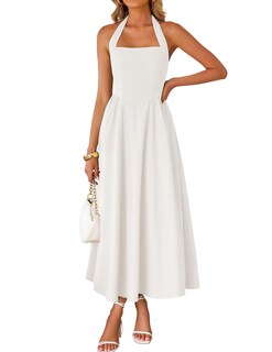 Foto 1 | Foto 1 | Vestido Zesica Summer Halter Midi White Sin Mangas Para Mujer - Venta Internacional.