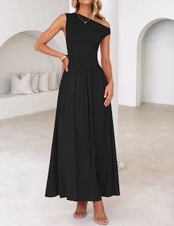 Foto 6 | Foto 6 | Vestido Largo Zesica Summer 2025 Con Un Solo Hombro, Negro - Venta Internacional.