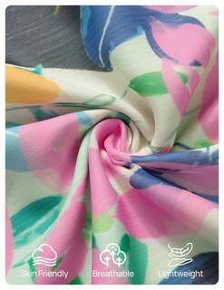 Foto 6 | Foto 6 | Vestido Midi Zesica 2025 Con Estampado Floral De Verano, Cuello En V Y Cinturón, Color Verde - Venta Internacional.