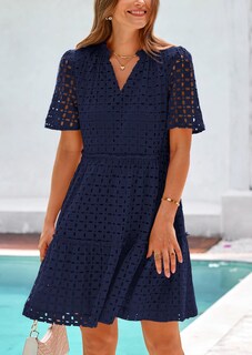 Foto 5 | Foto 5 | Vestido Prettygarden Para Mujer, Manga Corta, Cuello En V, Línea A, Azul Marino - Venta Internacional.