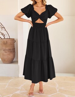 Foto 3 | Foto 3 | Vestido Zesica 2025 Para Mujer, Estilo Bohemio, Estampado, Vacaciones, Negro, Tamaño Mediano - Venta Internacional.