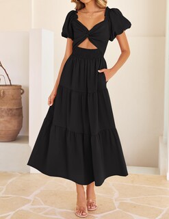 Foto 7 | Foto 7 | Vestido Zesica 2025 Para Mujer, Estilo Bohemio, Estampado, Vacaciones, Negro, Tamaño Mediano - Venta Internacional.