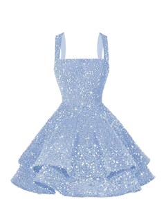 Foto 1 | Foto 1 | Vestido De Bienvenida Dessiny Con Lentejuelas Brillantes Escalonadas, Azul Claro - Venta Internacional.
