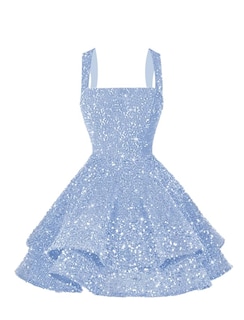 Foto 4 | Foto 4 | Vestido De Bienvenida Dessiny Con Lentejuelas Brillantes Escalonadas, Azul Claro - Venta Internacional.