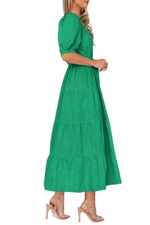 Foto 4 | Foto 4 | Vestido Midi Prettygarden 2025 Con Cuello En V Y Manga Corta, Verde - Venta Internacional.