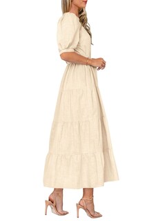 Foto 4 | Foto 4 | Vestido Midi Prettygarden Para Mujer, Verano 2025, Cuello En V Con Bolsillos - Venta Internacional.