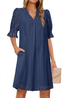 Foto 1 | Foto 1 | Minivestido De Verano Merokeety Con Cuello En V Y Volantes Y Encaje Hueco - Venta Internacional.