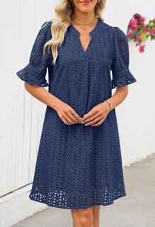 Foto 2 | Foto 2 | Minivestido De Verano Merokeety Con Cuello En V Y Volantes Y Encaje Hueco - Venta Internacional.