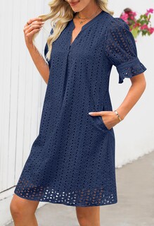 Foto 3 | Foto 3 | Minivestido De Verano Merokeety Con Cuello En V Y Volantes Y Encaje Hueco - Venta Internacional.